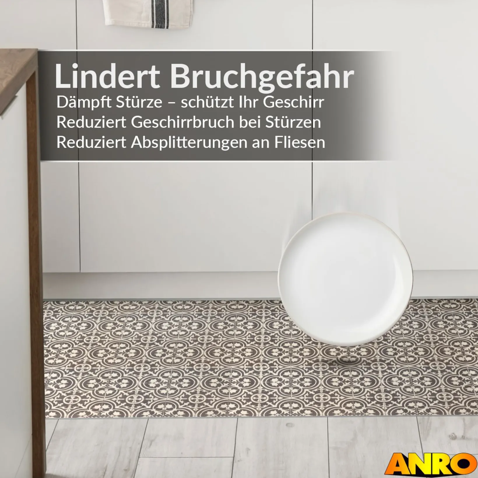 Küchenteppich Küchenläufer abwaschbar Teppichläufer Küche rutschfest Flur Läufer pflegeleicht Stella Breite 67cm
