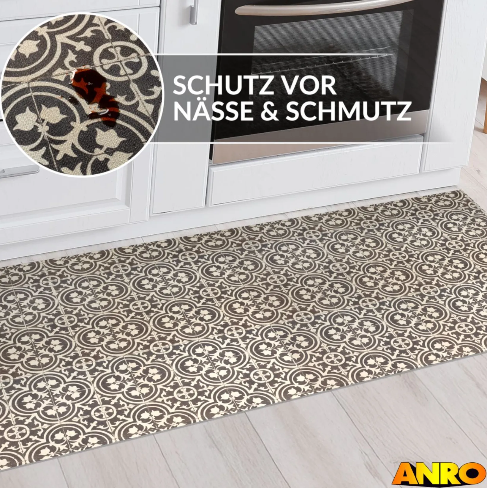 Küchenteppich Küchenläufer abwaschbar Teppichläufer Küche rutschfest Flur Läufer pflegeleicht Stella Breite 67cm