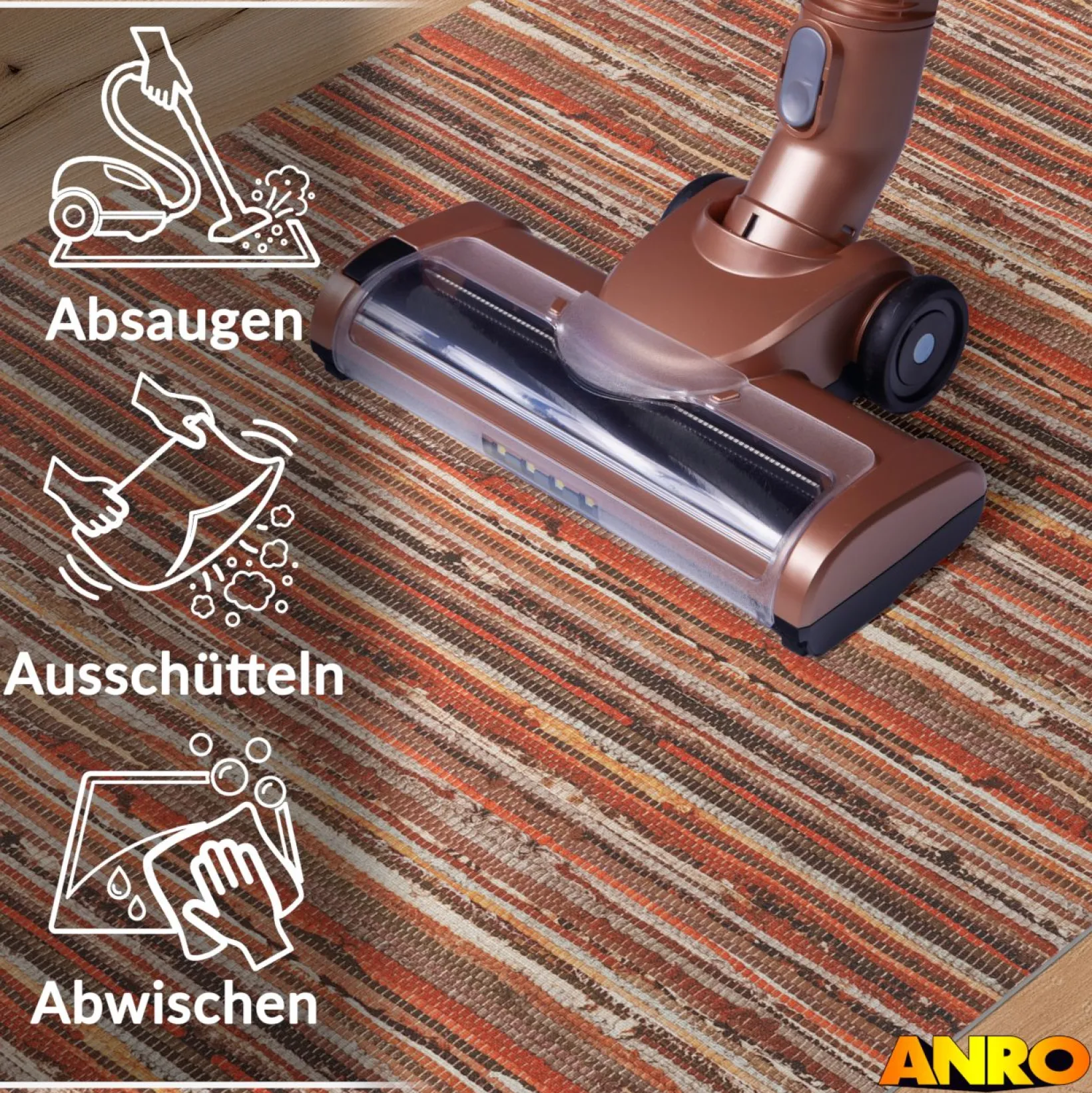 Küchenteppich Küchenläufer abwaschbar Teppichläufer Küche rutschfest Flur Läufer pflegeleicht Terra Breite 67cm