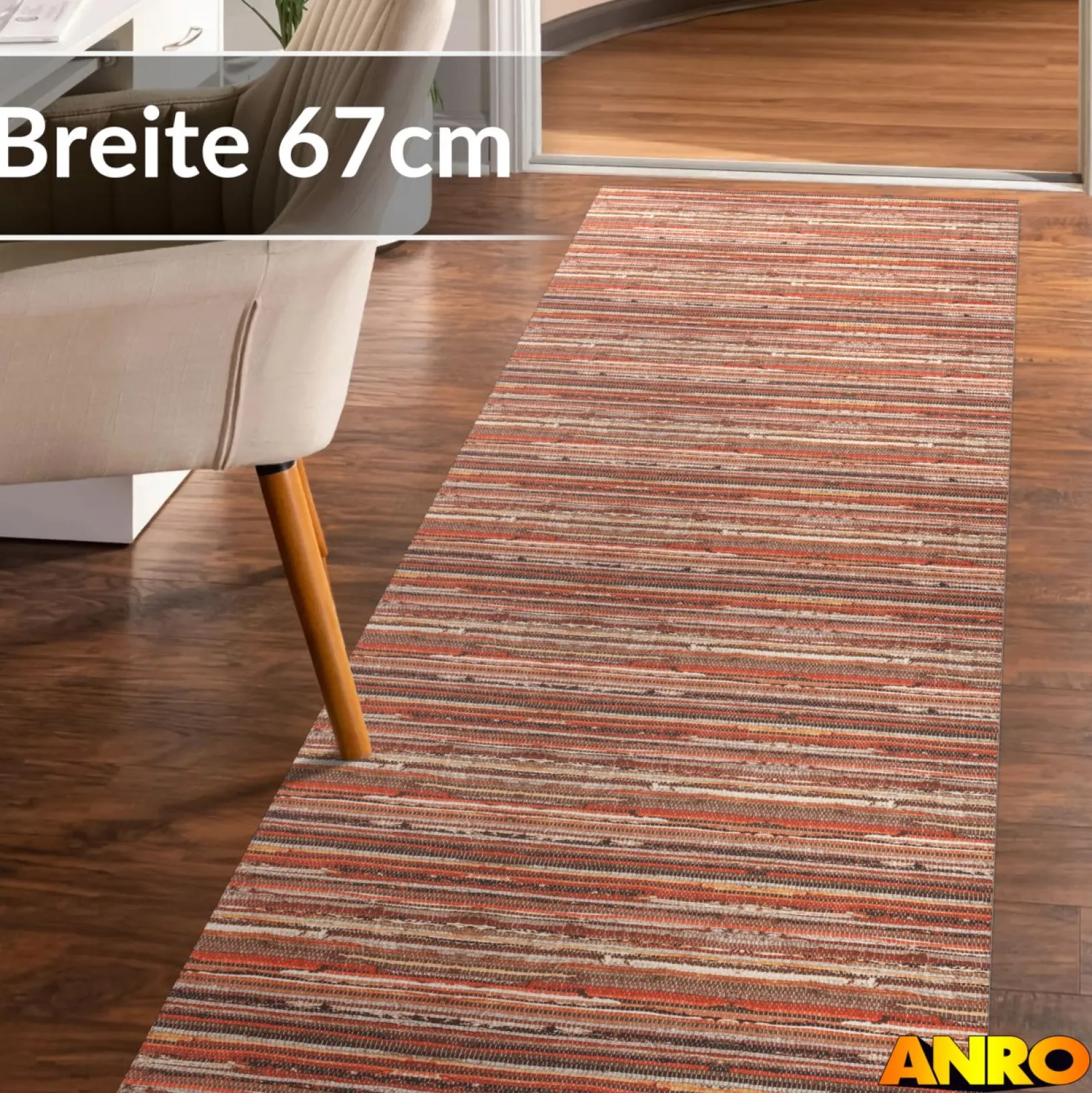 Küchenteppich Küchenläufer abwaschbar Teppichläufer Küche rutschfest Flur Läufer pflegeleicht Terra Breite 67cm