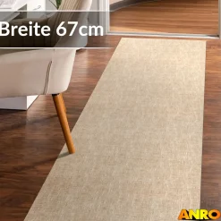 Küchenteppich Küchenläufer abwaschbar Teppichläufer Küche rutschfest Flur Läufer pflegeleicht Uni Beige Breite 67cm