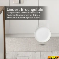 Küchenteppich Küchenläufer abwaschbar Teppichläufer Küche rutschfest Flur Läufer pflegeleicht Uni Grau Breite 67cm
