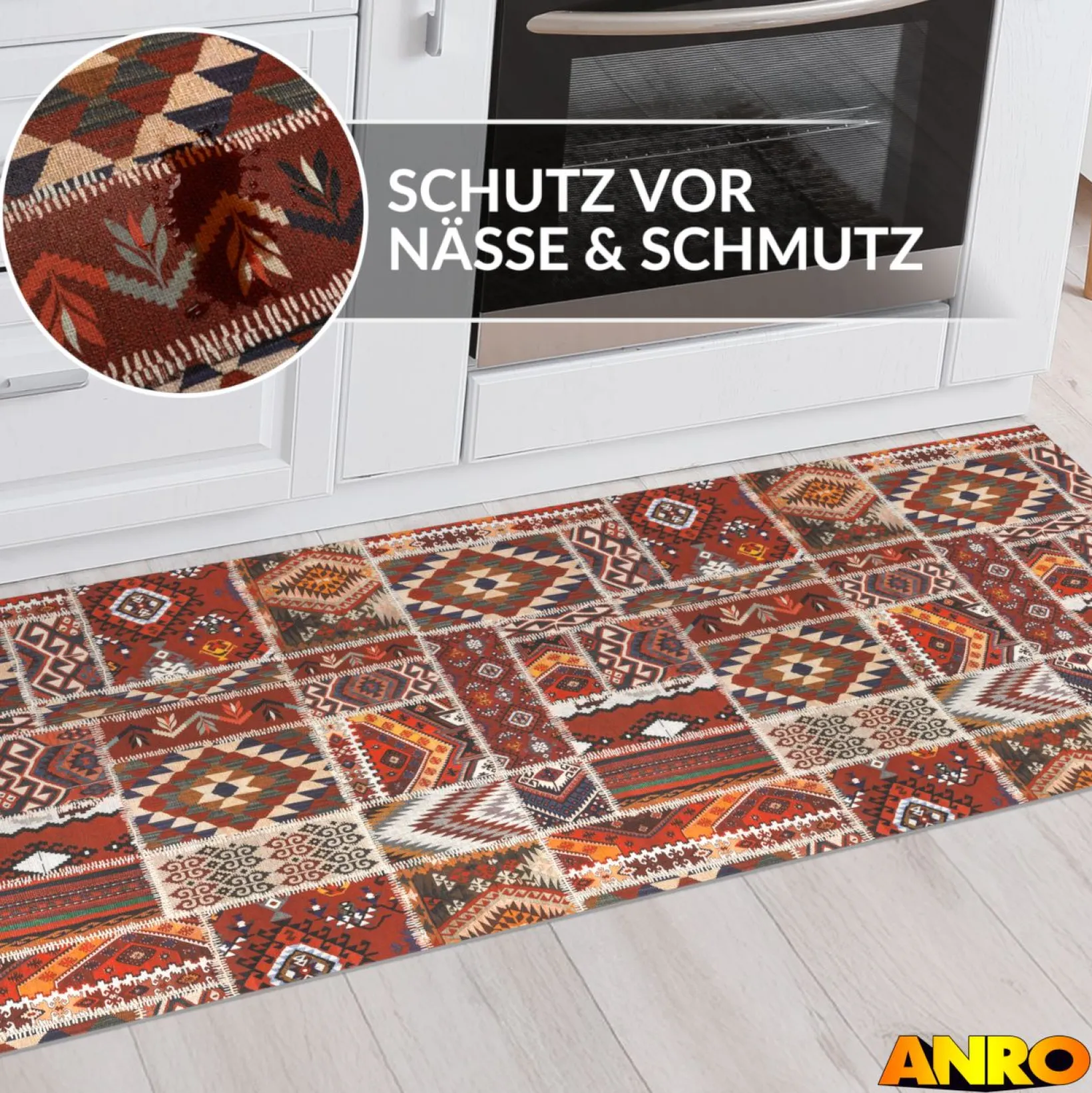 Küchenteppich Küchenläufer abwaschbar Teppichläufer Küche rutschfest Flur Läufer pflegeleicht Amaru Breite 67cm
