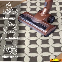 Küchenteppich Küchenläufer abwaschbar Teppichläufer Küche rutschfest Flur Läufer pflegeleicht Runde Fliesen Grau Breite 67cm