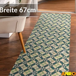 Küchenteppich Küchenläufer abwaschbar Teppichläufer Küche rutschfest Flur Läufer pflegeleicht Azulejo-Design Breite 67cm