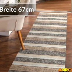 Küchenteppich Küchenläufer abwaschbar Teppichläufer Küche rutschfest Flur Läufer pflegeleicht Holz Breite 67cm