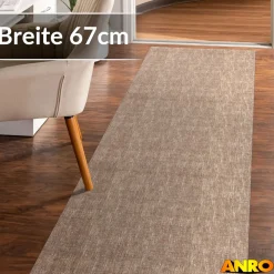 Küchenteppich Küchenläufer abwaschbar Teppichläufer Küche rutschfest Flur Läufer pflegeleicht Uni Braun Breite 67cm