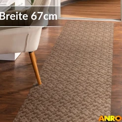 Küchenteppich Küchenläufer abwaschbar Teppichläufer Küche rutschfest Flur Läufer pflegeleicht Rattanoptik Breite 67cm