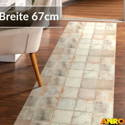 Küchenteppich Küchenläufer abwaschbar Teppichläufer Küche rutschfest Flur Läufer pflegeleicht Rustikale Optik Breite 67cm