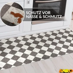 Küchenteppich Küchenläufer abwaschbar Teppichläufer Küche rutschfest Flur Läufer pflegeleicht Schachfliesen Breite 67cm
