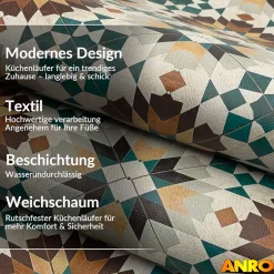Küchenteppich Küchenläufer abwaschbar Teppichläufer Küche rutschfest Flur Läufer pflegeleicht Vintagefliesen Breite 67cm