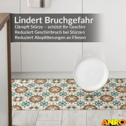 Küchenteppich Küchenläufer abwaschbar Teppichläufer Küche rutschfest Flur Läufer pflegeleicht Vintagefliesen Breite 67cm