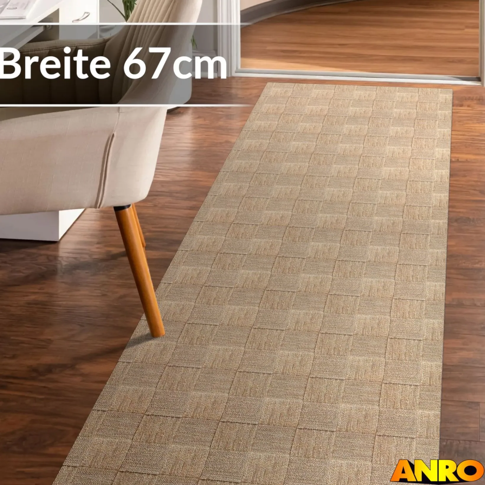 Küchenteppich Küchenläufer abwaschbar Teppichläufer Küche rutschfest Flur Läufer pflegeleicht Patchwork Seil Breite 67cm