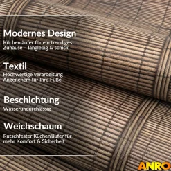 Küchenteppich Küchenläufer abwaschbar Teppichläufer Küche rutschfest Flur Läufer pflegeleicht Japan Breite 67cm