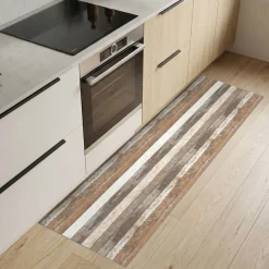 Küchenteppich Küchenläufer abwaschbar Teppichläufer Küche rutschfest Flur Läufer pflegeleicht Holzbrett Breite 67cm