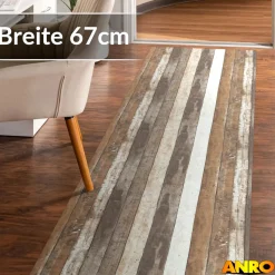 Küchenteppich Küchenläufer abwaschbar Teppichläufer Küche rutschfest Flur Läufer pflegeleicht Holzbrett Breite 67cm