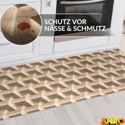 Küchenteppich Küchenläufer abwaschbar Teppichläufer Küche rutschfest Flur Läufer pflegeleicht 3D Breite 67cm