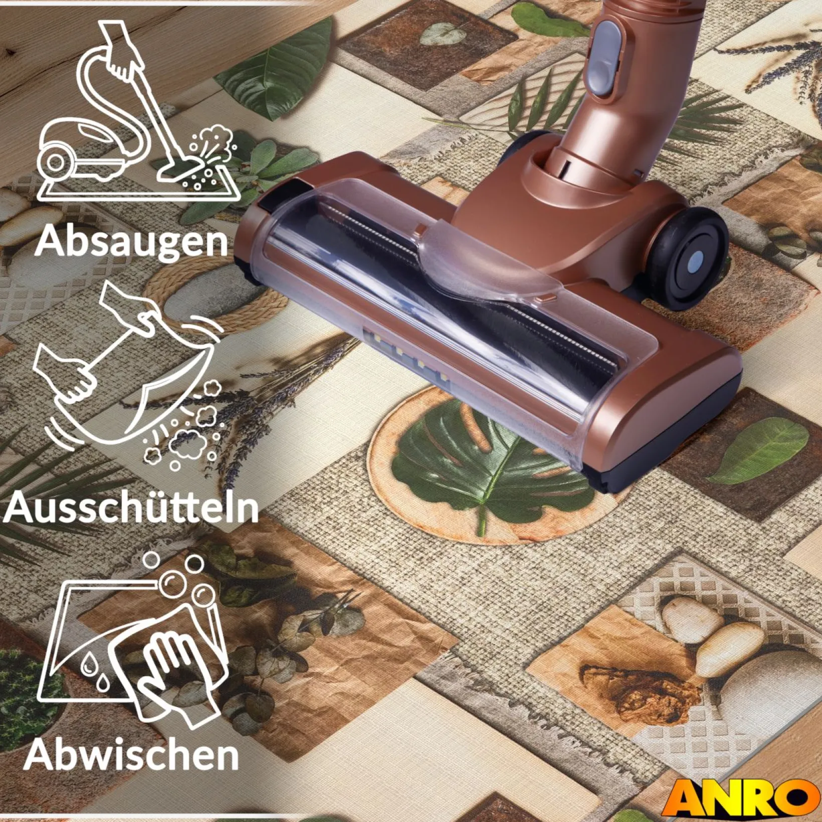 Küchenteppich Küchenläufer abwaschbar Teppichläufer Küche rutschfest Flur Läufer pflegeleicht Garel Breite 67cm
