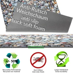 Küchenteppich Läufer Flur Teppichläufer rutschfest abwaschbar Steine Kieselstrand Mehrfarbig