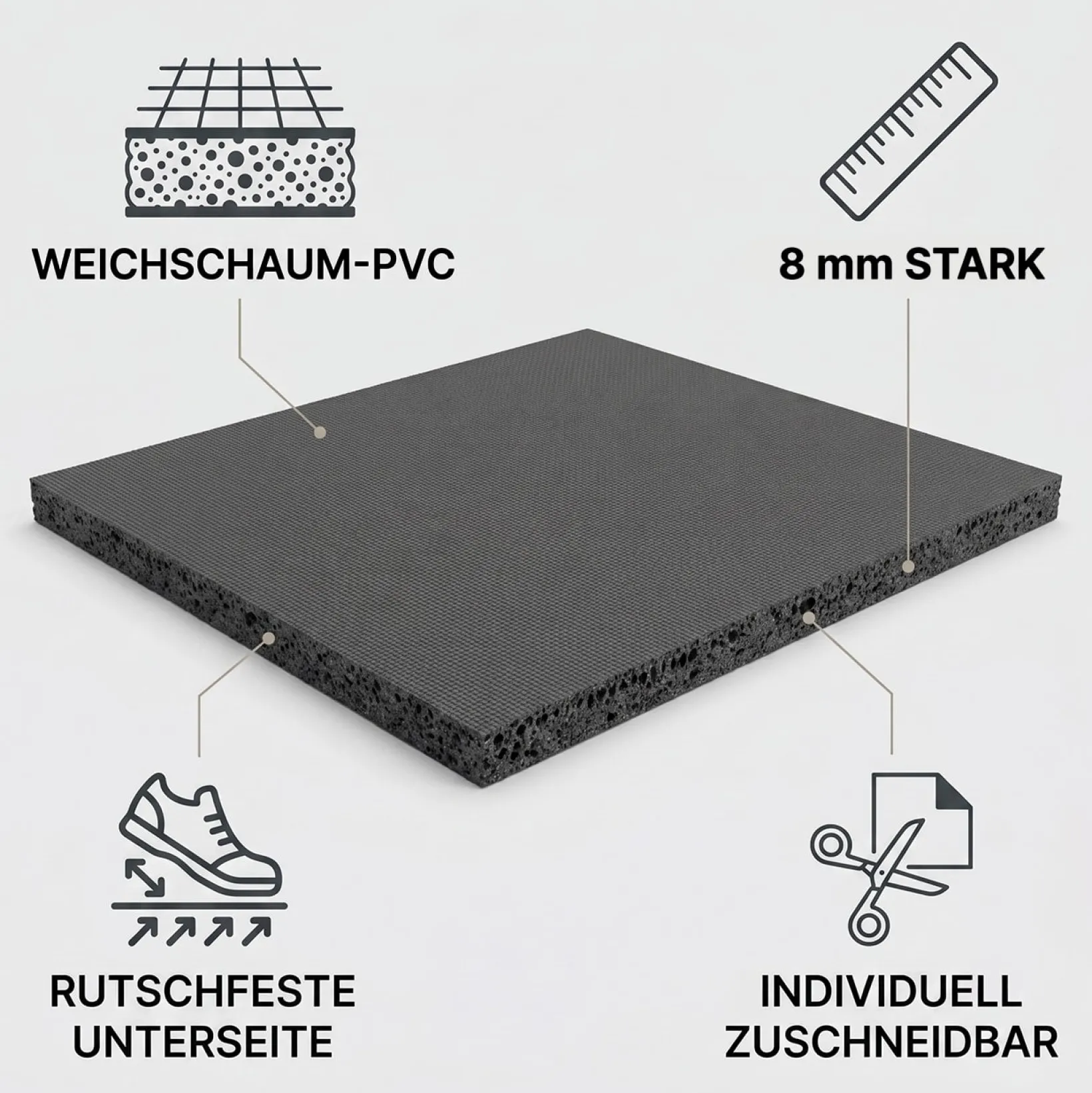 Kofferraummatte Anthrazit Kofferraumschutz Antirutschmatte Meterware