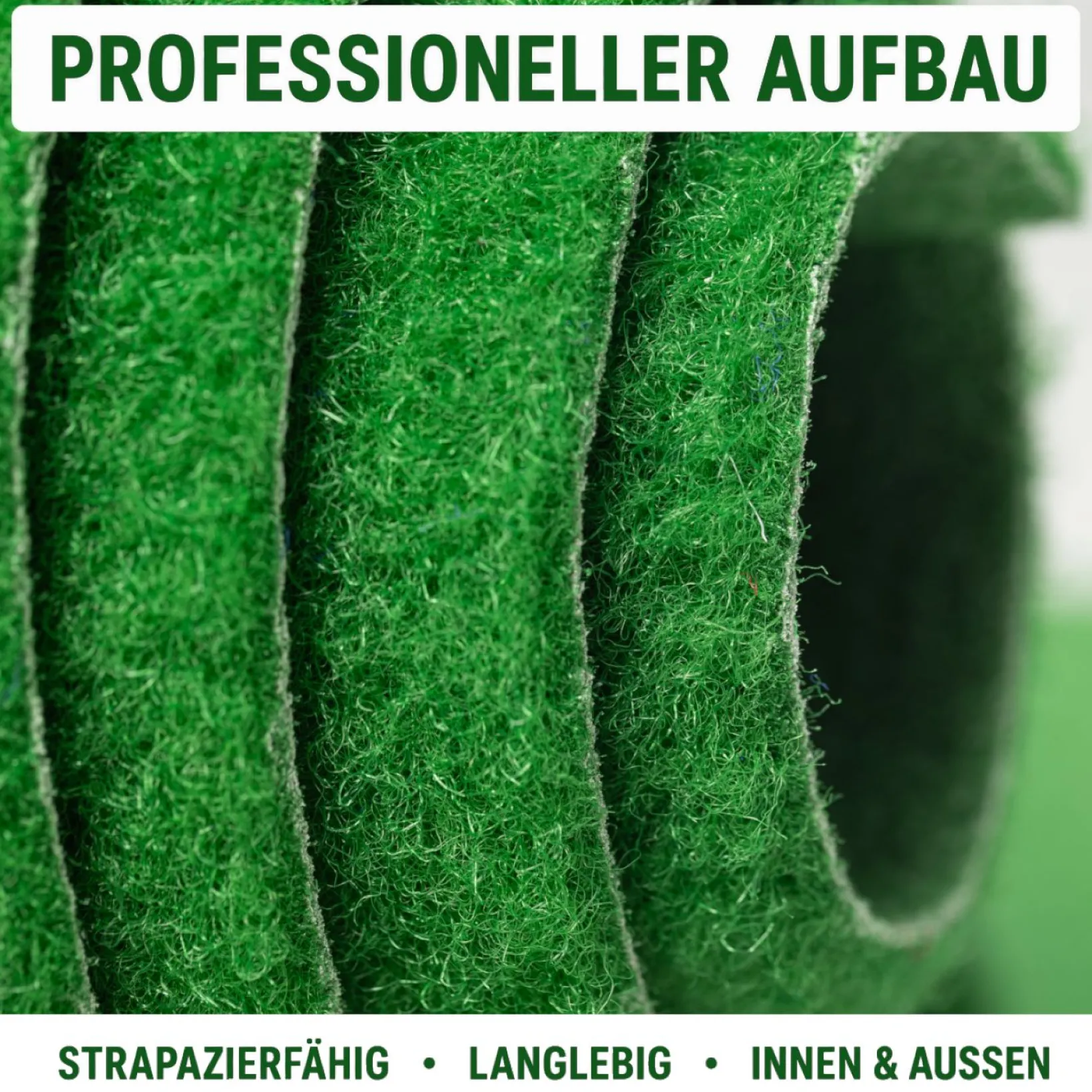 Kunstrasen Rasenteppich für Balkon Terrasse Meterware Grün