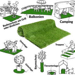 Kunstrasen Rasenteppich Grün Garten Balkon 30mm
