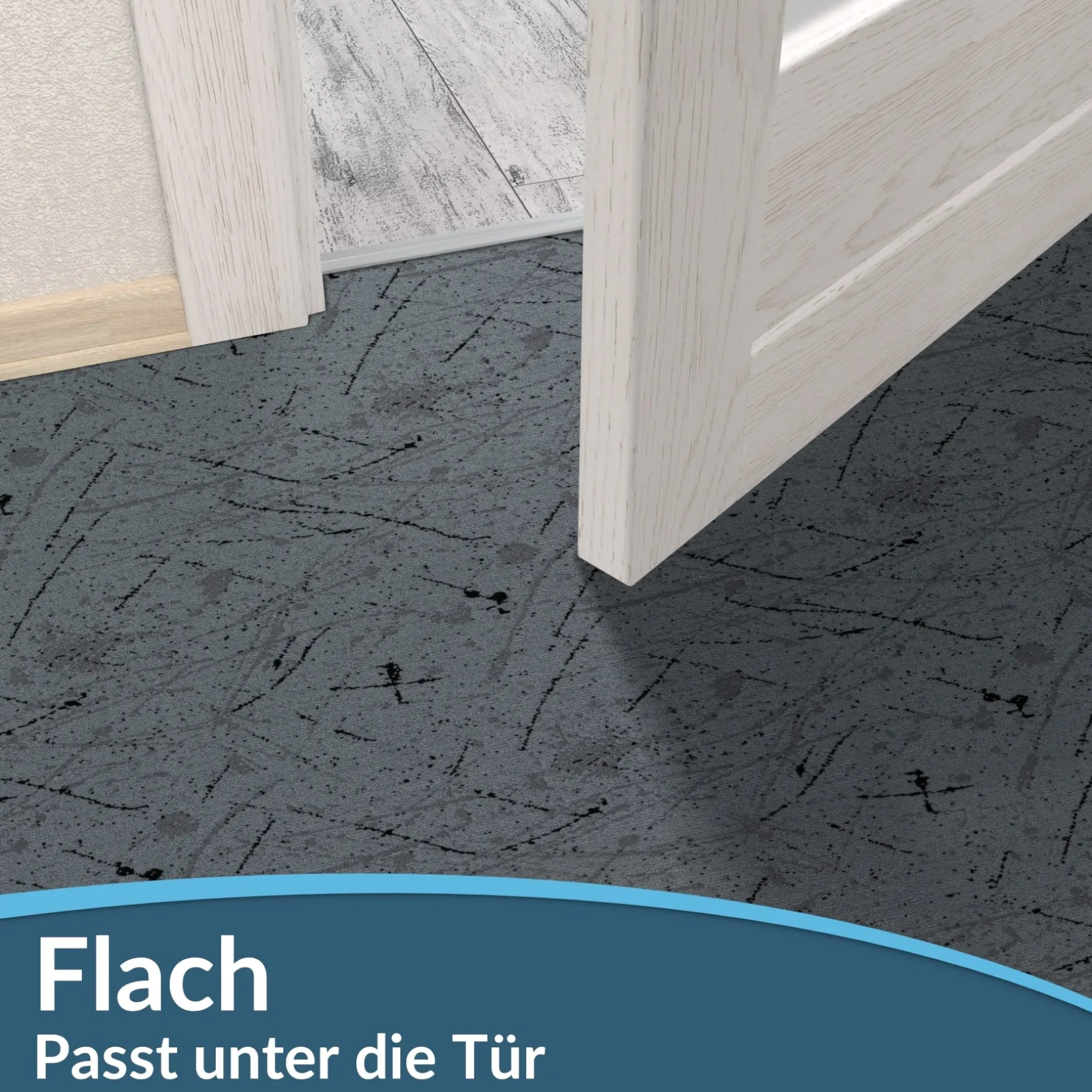 Läufer Flur Teppichläufer Küchenläufer rutschfest Velvet Grau Breite 65cm / 100cm