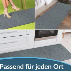 Läufer Flur Teppichläufer Küchenläufer rutschfest Velvet Grau Breite 65cm / 100cm