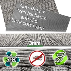 Läufer Flur Teppichläufer Küchenläufer Küchenteppich Streifen Grau