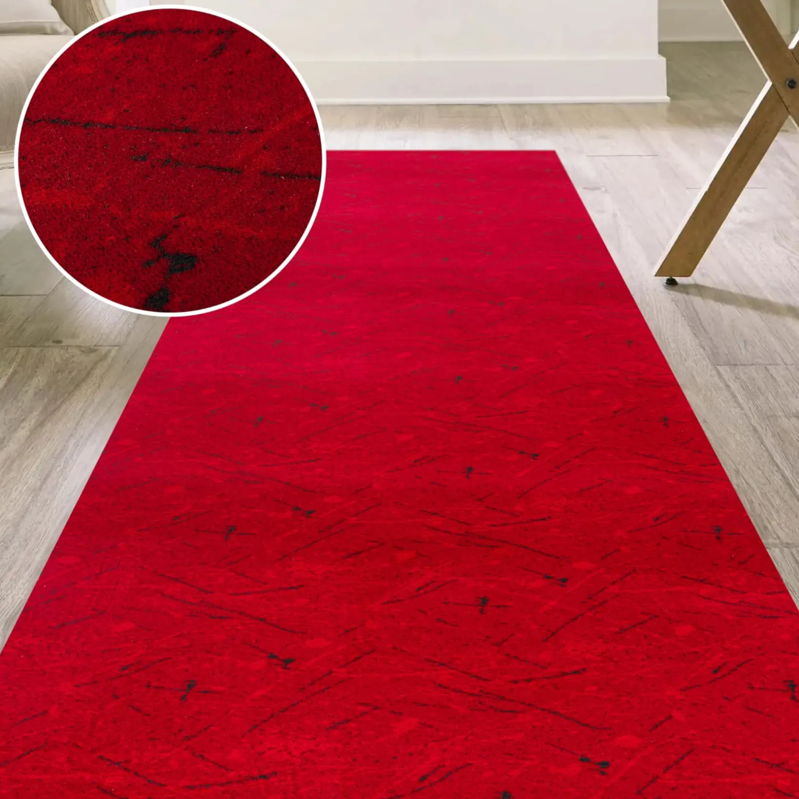 Läufer Flur Teppichläufer Küchenläufer rutschfest Velvet Rot Breite 65cm / 100cm