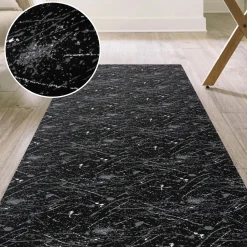 Läufer Flur Teppichläufer Küchenläufer rutschfest Velvet Schwarz Breite 65cm / 100cm