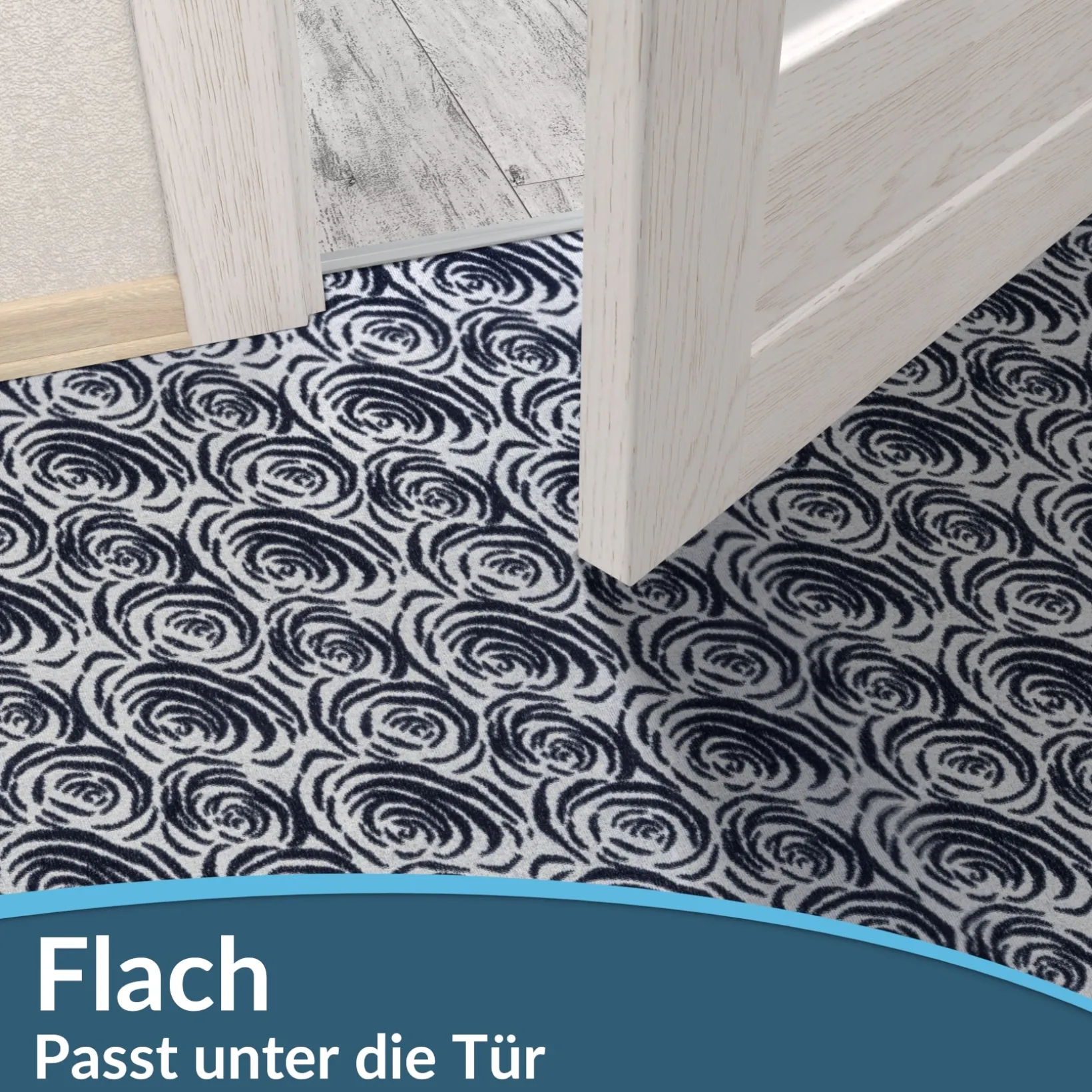 Läufer Flur Teppichläufer Küchenläufer rutschfest Rosen Grau Breite 65cm / 100cm