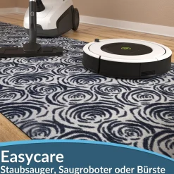 Läufer Flur Teppichläufer Küchenläufer rutschfest Rosen Grau Breite 65cm / 100cm