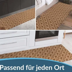Läufer Flur Teppichläufer Küchenläufer rutschfest Rosen Beig Breite 65cm / 100cm
