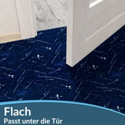 Läufer Flur Teppichläufer Küchenläufer rutschfest Velvet Blau Breite 65cm / 100cm