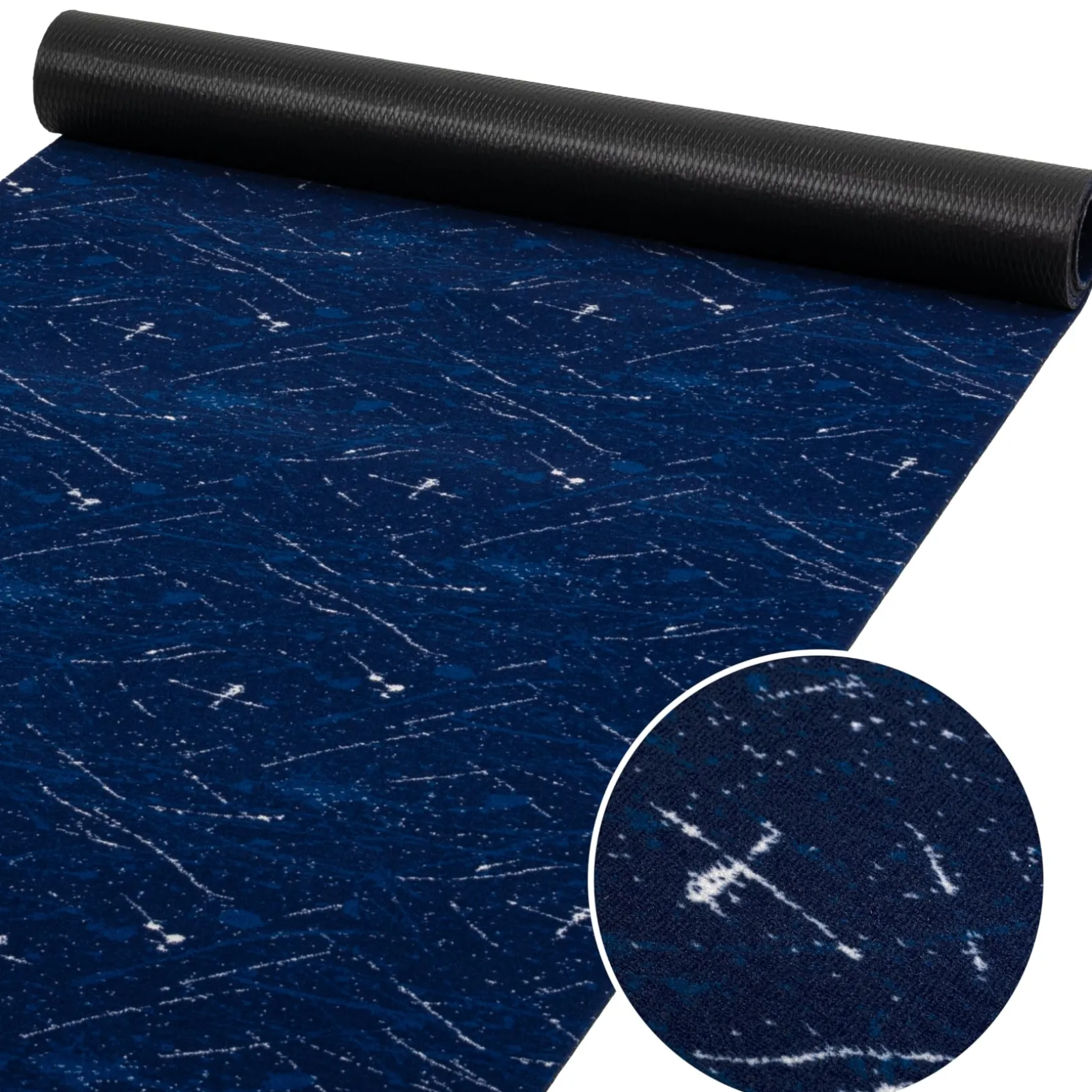 Läufer Flur Teppichläufer Küchenläufer rutschfest Velvet Blau Breite 65cm / 100cm