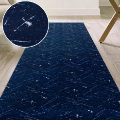 Läufer Flur Teppichläufer Küchenläufer rutschfest Velvet Blau Breite 65cm / 100cm
