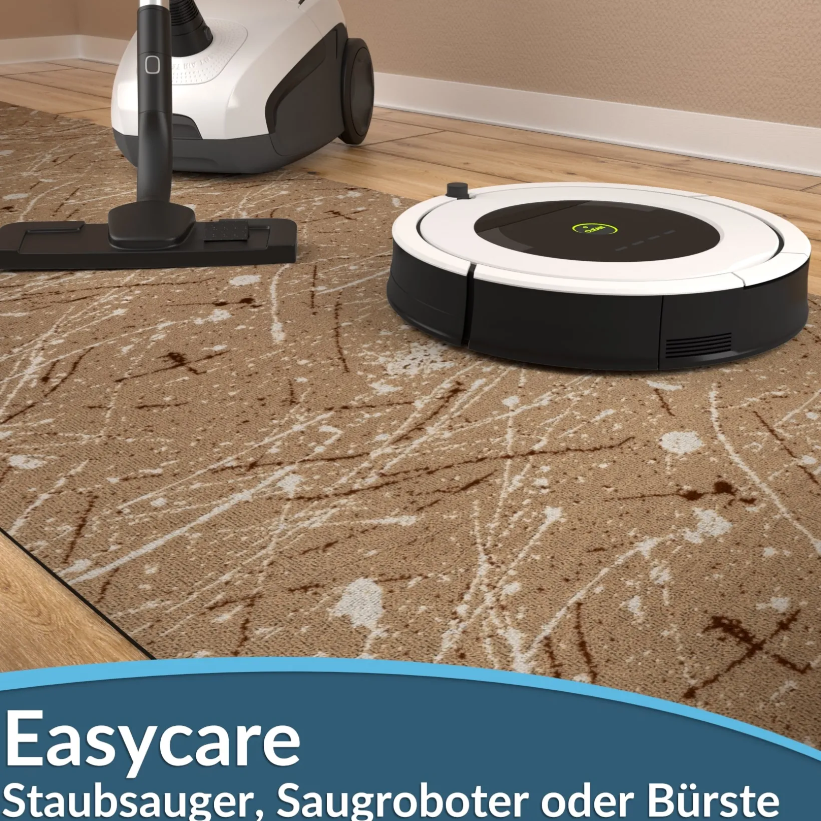 Läufer Flur Teppichläufer Küchenläufer rutschfest Velvet Beig Breite 65cm / 100cm