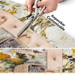 Läufer Küchen Teppich abwischbar Textil + PVC rutschfest Katzen Körbe Mehrfarbig 50cm Breit