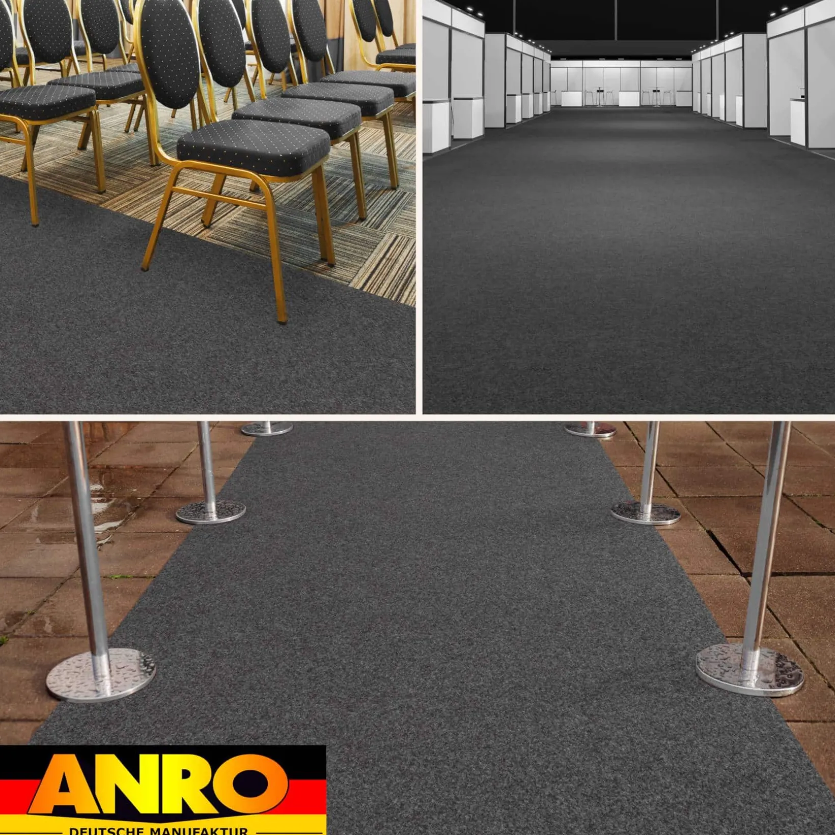 Messeteppich Eventteppich Grau Teppich für Messe Event Messeboden Meterware BFL-S1 Alex