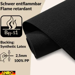Messeteppich Eventteppich Schwarz Teppich für Messe Event Messeboden Meterware BFL-S1 Alex