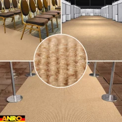 Messeteppich Rips Teppich für Messe Büro Eventteppich Beige Meterware BFL-S1 Yula