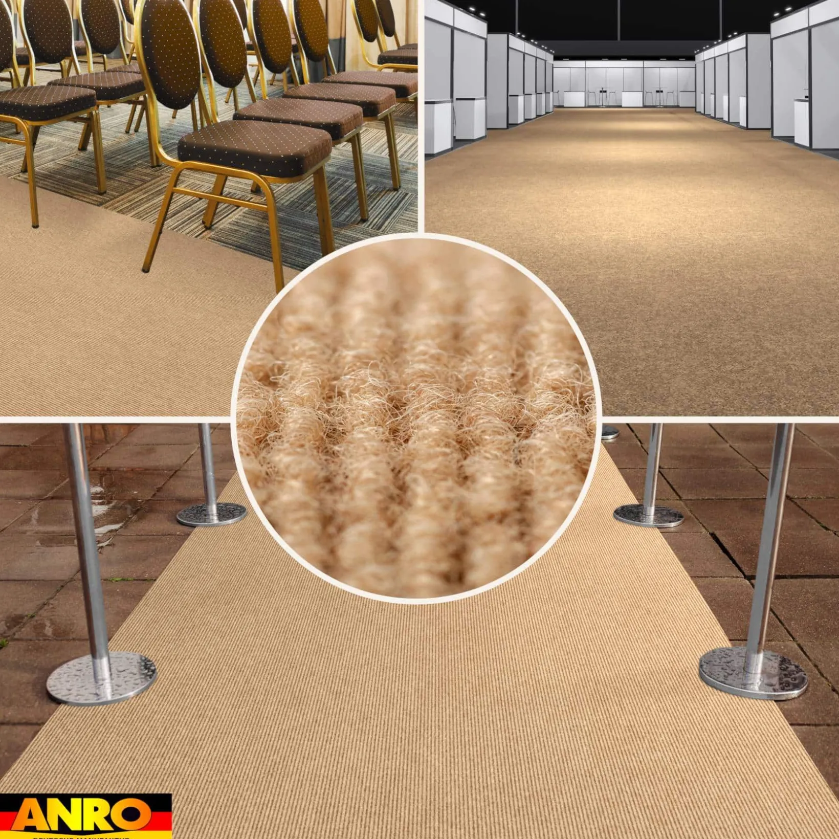 Messeteppich Rips Teppich für Messe Büro Eventteppich Beige Meterware BFL-S1 Yula