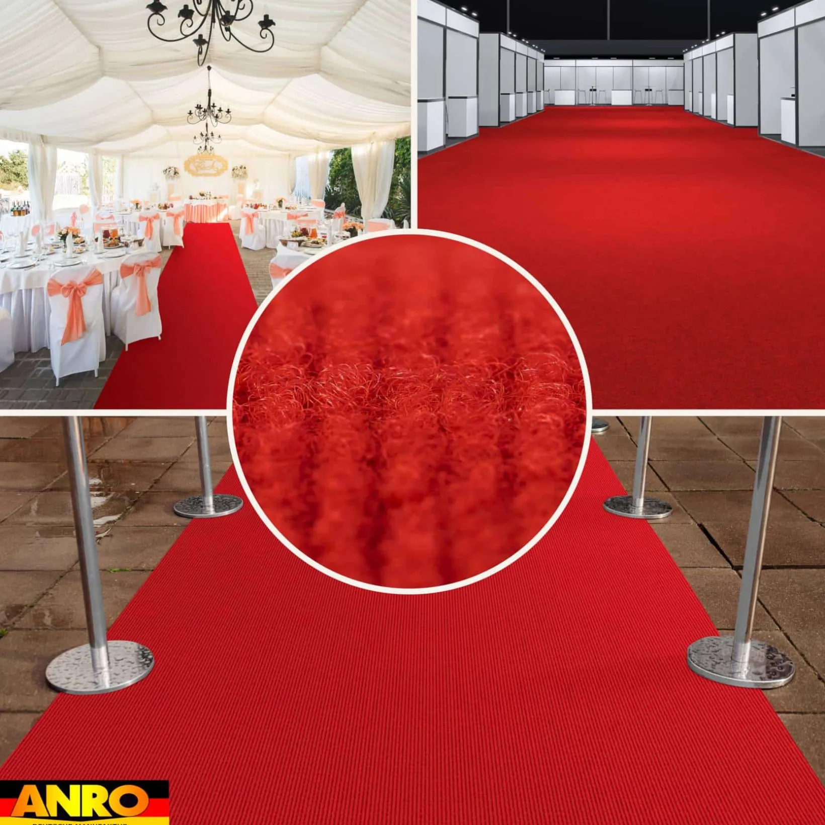 Messeteppich Rips Teppich für Messe Büro Eventteppich Rot Meterware BFL-S1 Yula