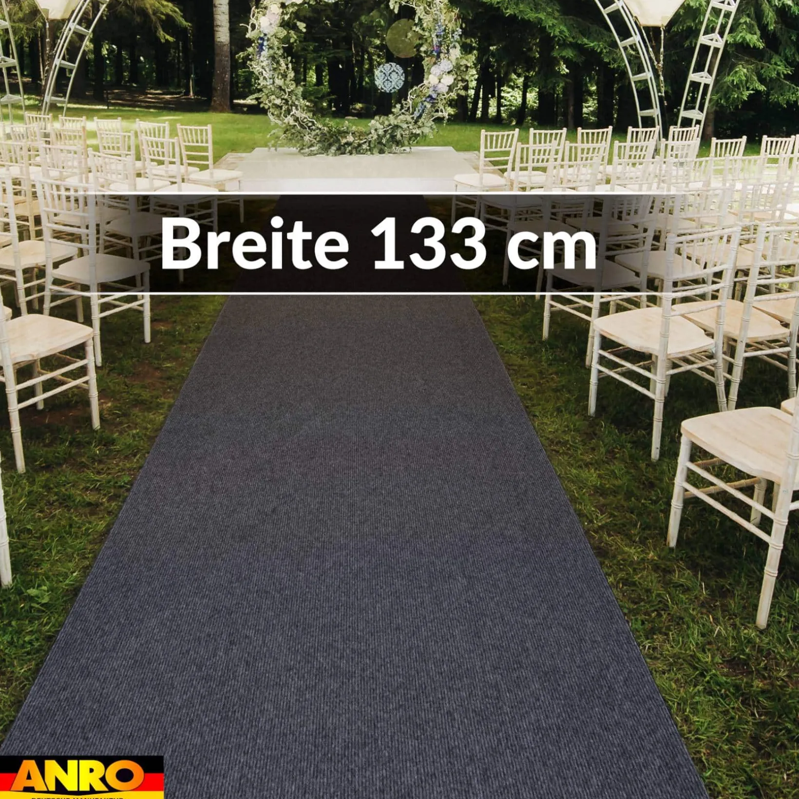 Messeteppich Rips Teppich für Messe Büro Eventteppich Grau Meterware BFL-S1 Yula