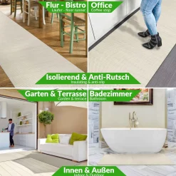 Outdoorteppich Teppichläufer Küchenläufer Rattan Tatami Flecht Gelb | 50cm Breit