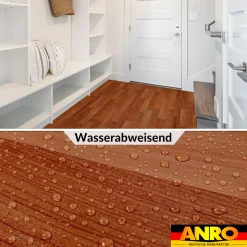 PVC Bodenbelag Holzoptik Dunkelbraun Meterware Vinylboden Fußbodenbelag 140cm Breit Bodenschutzmatte
