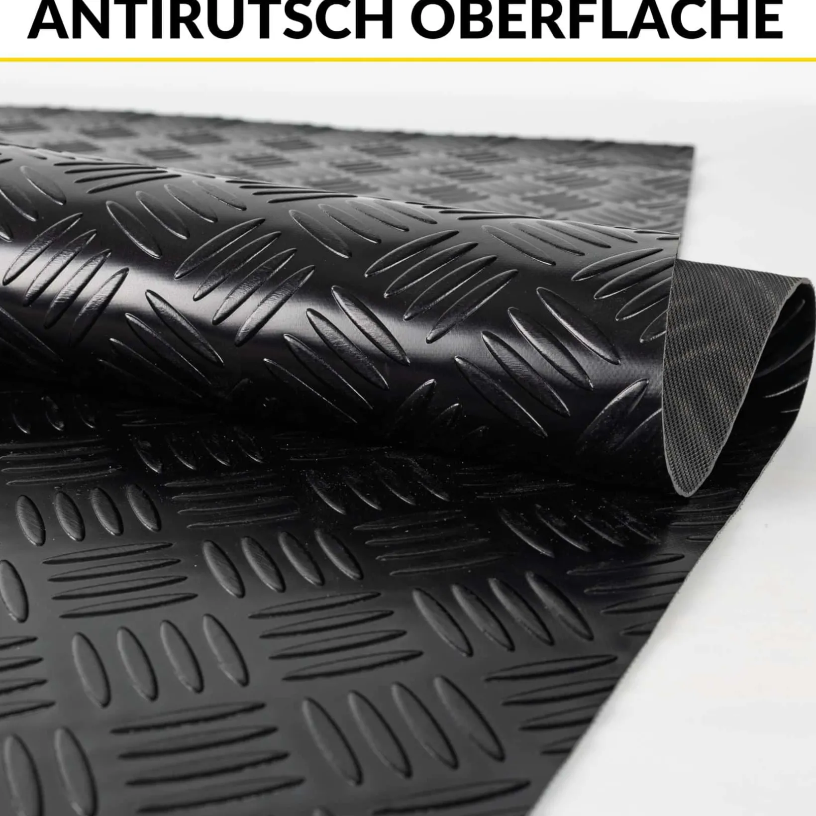 PVC Bodenbelag Meterware Antirutschmatte Vinylboden Rollenware Stärke 1,5mm Riffelblech Schwarz Breite 100cm