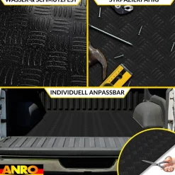 PVC Bodenbelag Meterware Antirutschmatte Vinylboden Rollenware Stärke 1,5mm Riffelblech Schwarz Breite 100cm