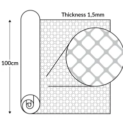 PVC Bodenbelag Meterware Antirutschmatte Dionis Vinylboden Rollenware Stärke 1,5mm Karo Schwarz Breite 100cm